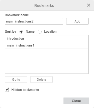 Bookmarks window